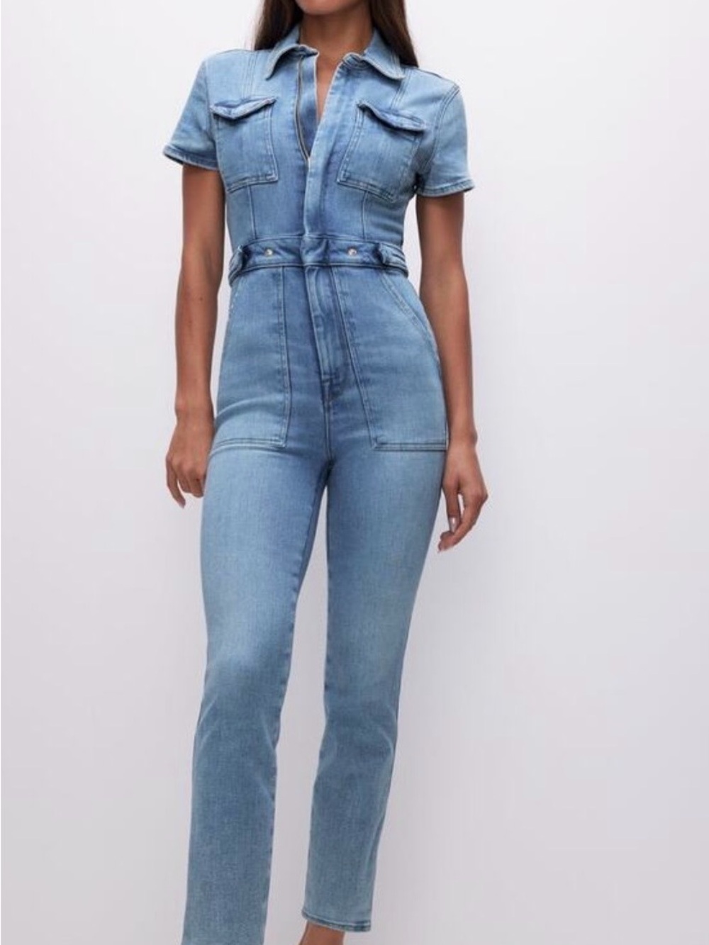 Good American Light Blue Denim Jumpsuit